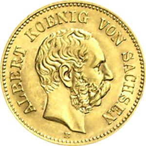 5 Mark Kaiserreich 1877 Sachsen Albert Jaeger 260