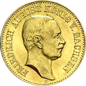20 Mark Kaiserreich 1905-1914 Sachsen Friedrich August III Jaeger 268