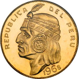 50 Soles Peru Inka Goldmünze Südamerika