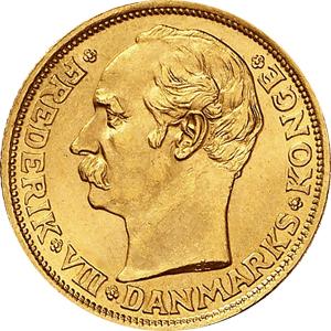 10 Kronen Dänemark Frederik VIII 1908-1912