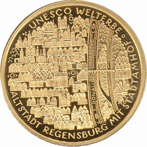 100 Euro Goldmünze 2016 UNESCO Weltkulturerbe Altstadt Regensburg
