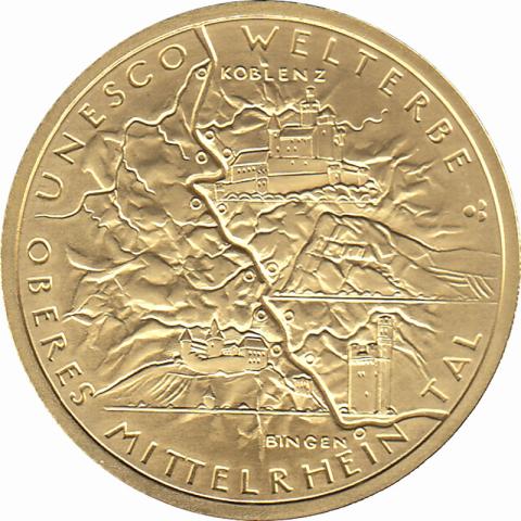 100 Euro Goldmünze 2015 UNESCO Weltkulturerbe Oberes Mittelrhein Tal