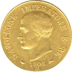 Italien Gold unter Napoleon 40 Lire Napoleon I 1814