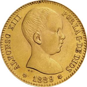 Spanien 20 Pesetas Goldmünze Alfonso XIII 1886-1931