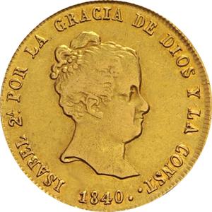 Spanien 80 Reales Goldmünze Isabel II 1833-1868