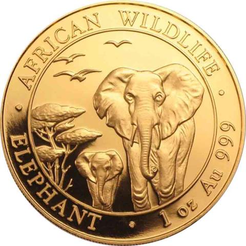 Somalia Elefant Goldmünze 2015