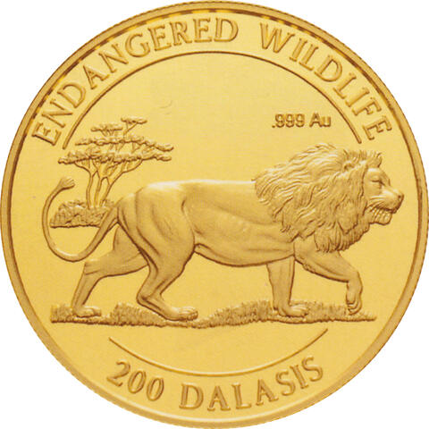 African Goldmünze Gambia Löwe 1 Unze 1996