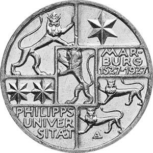 Jaeger 330 Weimarer Republik 3 Reichsmark Universität Marburg 1927