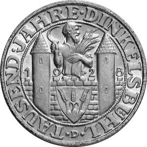 Jaeger 334 Weimarer Republik 3 Reichsmark Dinkelsbühl 1928