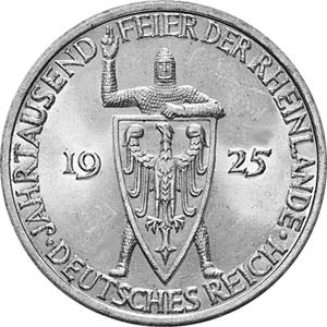 Jaeger 321 Weimarer Republik 3 Reichsmark Rheinlande 1925