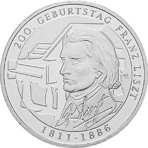 10 Euro Silber Gedenkmünze PP 2011 Franz Liszt