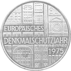 5 DM Silber Gedenkmünze Denkmalschutzjahr 1975