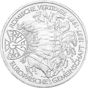 10 DM Silber Gedenkmünze Römische Verträge 1987