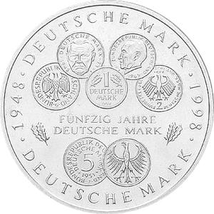 10 DM Silber Gedenkmünze 50 Jahre Deutsche Mark 1998