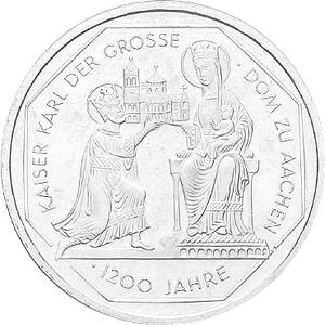 10 DM Silber Gedenkmünze Dom zu Aachen 2000
