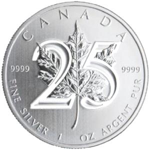 Maple Leaf 1 Unze Silber 25 Jahre Jubiläum Kanada
