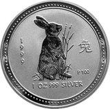 Lunar I Silbermünze Australien Hase 1 Unzen 1999 Perth Mint