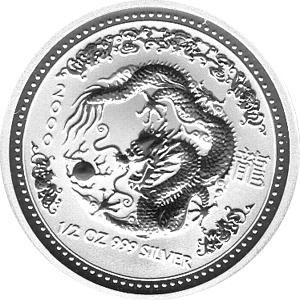 Lunar I Silbermünze Australien Drache 1/2 Unzen 2000 Perth Mint