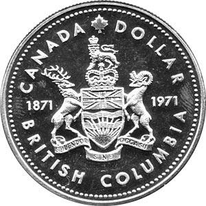 Canada Silber Gedenkmünze 1 Dollar British Columbia 1971
