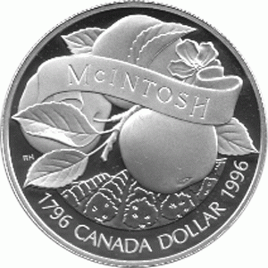 Canada Silber Gedenkmünze 1 Dollar Mcintosh Apfel 1996