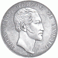 Altdeutschland Anhalt Bernburg Alexander Carl Doppeltaler 1840-1855