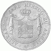 Altdeutschland Anhalt Bernburg Alexander Carl Ausbeutetaler 1834