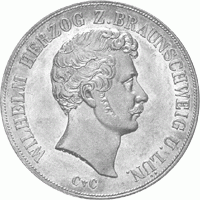 Altdeutschland Braunschweig Herzog Wilhelm Vereinsdoppeltaler 1842-1850
