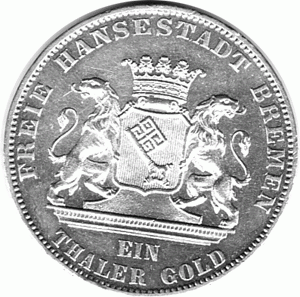 Altdeutschland Hansestadt Bremen Taler 1865