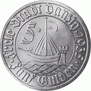 Freie Stadt Danzig 5 Gulden Kogge 1935