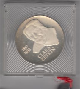 DDR 1982 20 Mark Silber Gedenkmünze Clara Zetkin PP verplombt