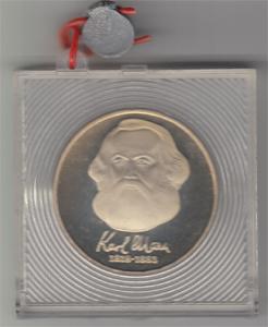 DDR 1983 20 Mark Gedenkmünze Karl Marx PP verplombt