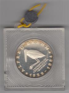 DDR 1984 10 Mark Silber Gedenkmünze Alfred Brehm PP verplombt
