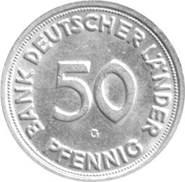 50 Pfennig Bank Deutscher Länder 1950 G