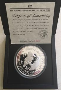 Kookaburra 10 Unzen PP Silbermünze Proof Perth Mint 1992