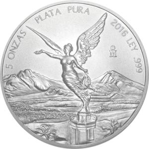 Mexiko Libertad 5 Unzen Silber mit der Siegesgöttin 2015