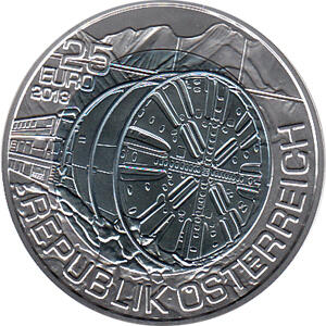 25 Euro Niob Silber Österreich 2013 Tunnelbau