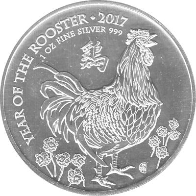 1 Unze Silber 2 Pfund Lunar Hahn 2017