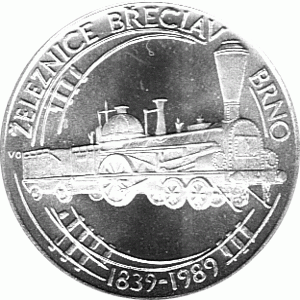 50 Korun, Tschechoslowakei, 1989, Zugstrecke Breclav nach Brno 