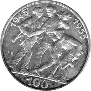 100 Korun, Tschechoslowakei, 1955, 10 Jahre Befreiung
