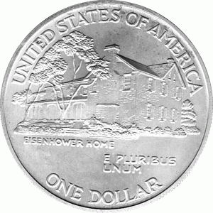 1 Dollar USA, Silbermünze 1990, Geburtstag Dwight D. Eisenhower