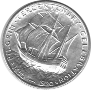 Halve Dollar 1920 Pilgrim Fathers Mayflower 1/2 Silber Dollar