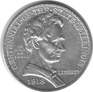 Halve Dollar 1918 Lincoln Illinois 1/2 Silber Dollar