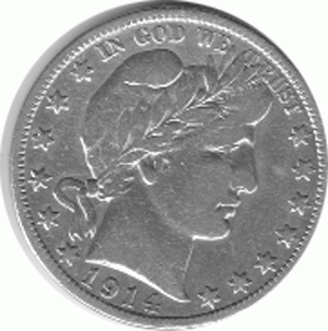 Halve Dollar 1914 Barber 1/2 Silber Dollar