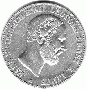 Altdeutschland Taler 1860 Lippe Grafschaft Paul Friedrich Emil Leopold