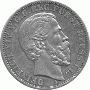 Altdeutschland Taler REUSS Heinrich XIV zu Schleiz 1867 - 1913
