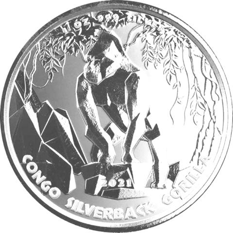 Congo Silbermünze 1 Unze Silverback Gorilla 2021