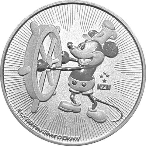 Disney Silbermünzen Mickey Mouse 1 Unze Steamboat Willie 2017