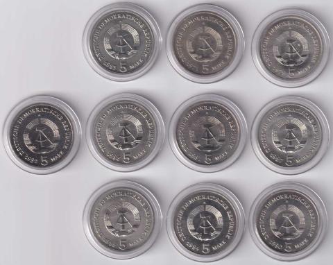 DDR 5 Mark Satz 1971-1987 Brandenburger Tor Stempelglanz