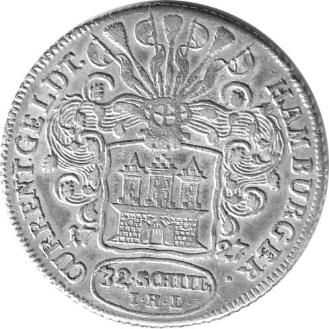Altdeutschland Hamburg Silber Taler 32 Schilling 1727