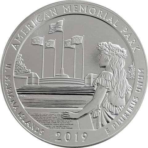 America the Beautiful 5 Unzen Silber Memorial Park 2019